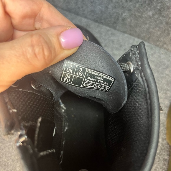 Dr. Martens Youth 1460J Combat Boots Black Leather Lace Up Side Zip Size 3 US - Picture 10 of 10